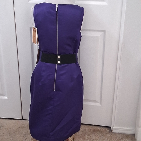 NWT Nue By Designer Shani Plum Satin Sleeveless Formal Dress  Size 10 - Picture 5 of 16